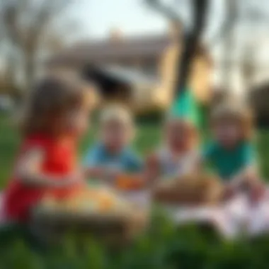 Children Engaged in Fun Outdoor Activities at the Picnic Playful children enjoying outdoor activities