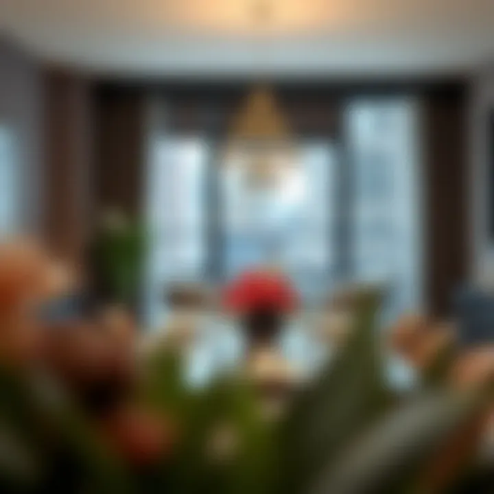 Elegant dining area in a furnished apartment, perfect for entertaining guests