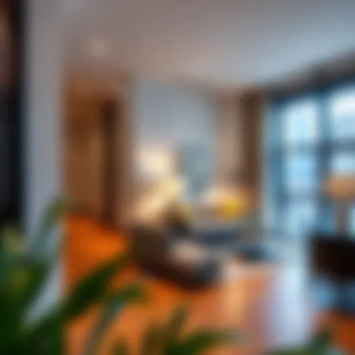 Luxurious interior of a furnished apartment in Midtown, showcasing modern design elements