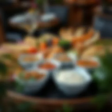 Turkish Meze Platter A beautifully arranged Turkish meze platter featuring a variety of dips and appetizers.