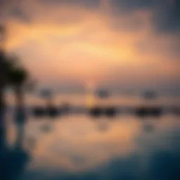 Stunning sunset view over La Mer Beach reflecting on the water