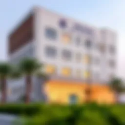 Exterior view of a modern private hospital in Dubai